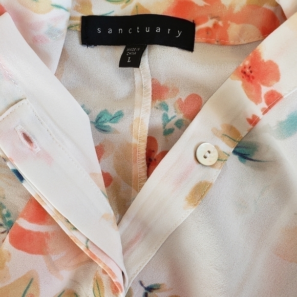 sanctuary Floral Print Buttoned Top, Size L - Picture 4 of 6